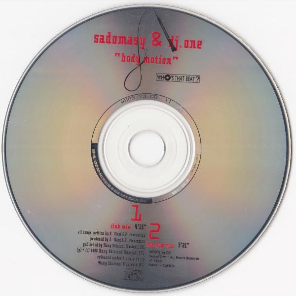 Sadomasy & DJ One (15) : Body Motion (CD, Maxi)