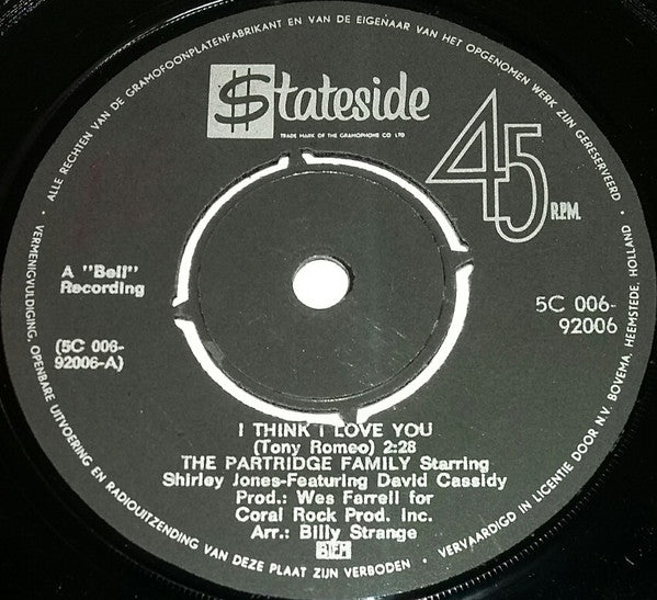 The Partridge Family : I Think I Love You (7", Single)
