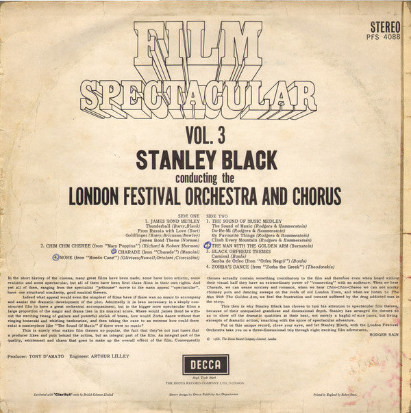 Stanley Black Conducting The London Festival Orchestra : Film Spectacular Vol. 3 (LP)