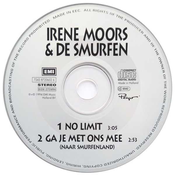 Irene Moors & The Smurfs (2) : No Limit (CD, Single, Car)