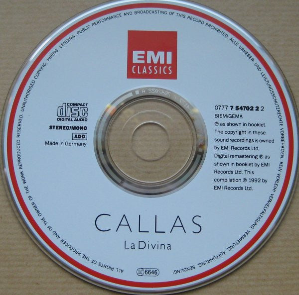 Maria Callas : La Divina (CD, Comp, Mono, RM)