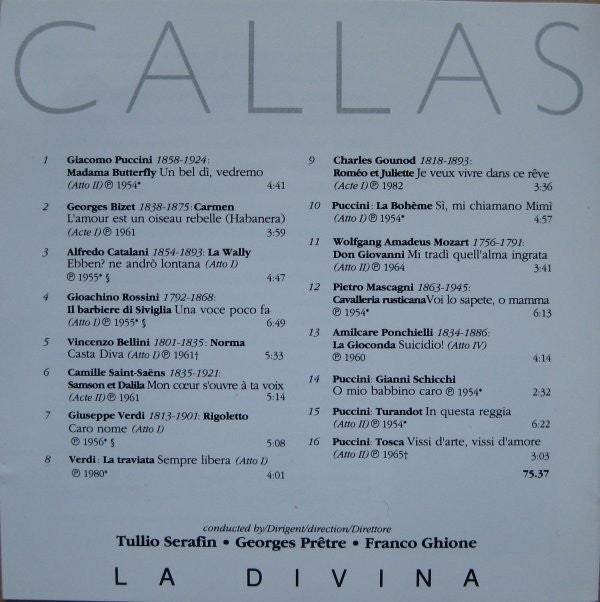 Maria Callas : La Divina (CD, Comp, Mono, RM)