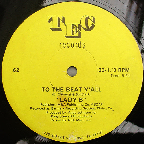Lady B (2) : To The Beat Y'all (12")