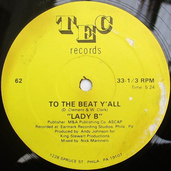 Lady B (2) : To The Beat Y'all (12")