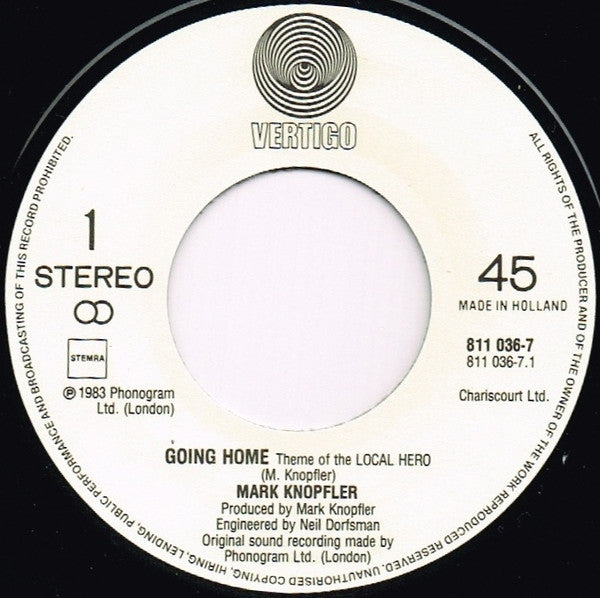 Mark Knopfler : Going Home: Theme Of The Local Hero (7", Single)