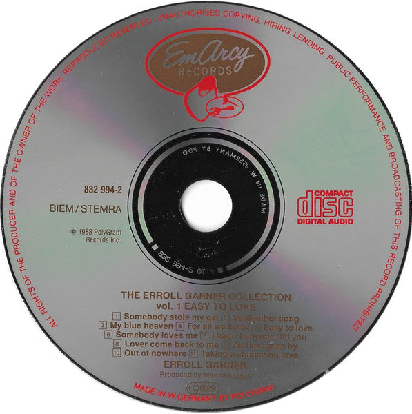Erroll Garner : The Erroll Garner Collection - Vol. 1: Easy To Love (CD, Comp, RM, PDO)