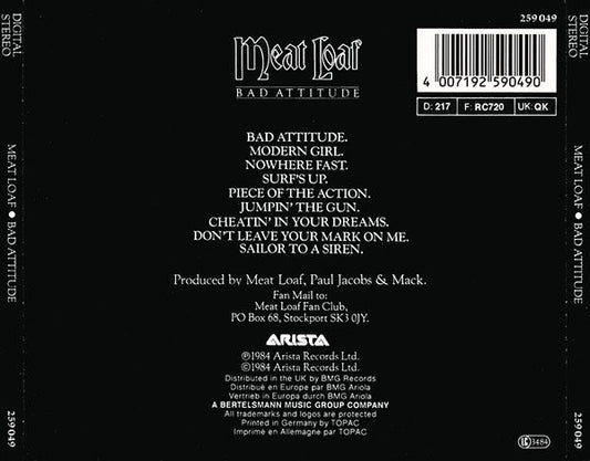 Meat Loaf : Bad Attitude (CD, Album, RE)