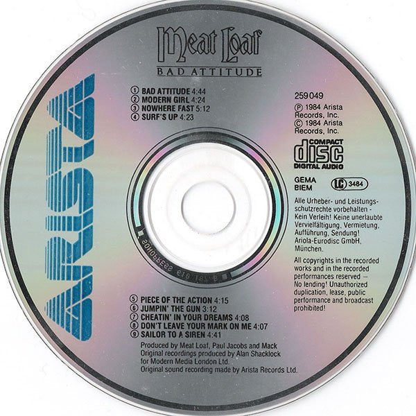 Meat Loaf : Bad Attitude (CD, Album, RE)