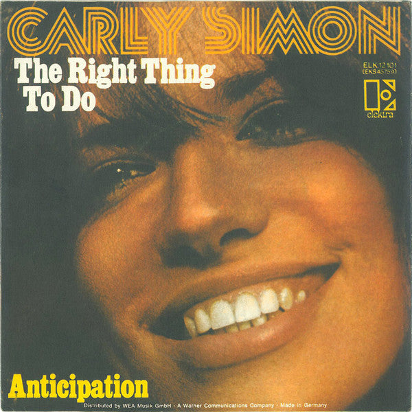 Carly Simon : The Right Thing To Do (7", Single)