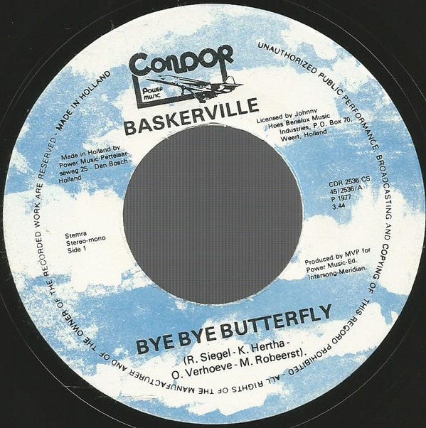 Baskerville (2) : Bye Bye Butterfly (7", Single)