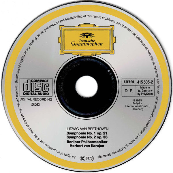 Ludwig van Beethoven - Herbert von Karajan, Berliner Philharmoniker : Symphonien 1 & 2 (CD, Album, RE)