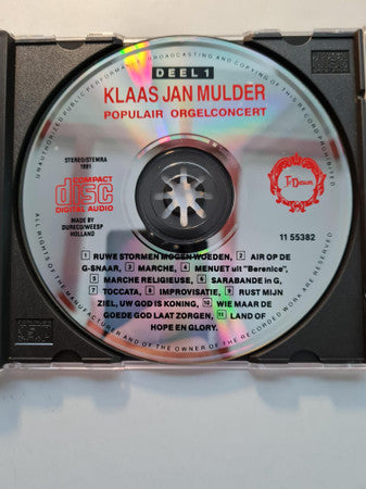 Klaas Jan Mulder : Klaas Jan Mulder Bespeelt Het Orgel Van De Martinikerk Te Bolsward - Popular Concert - Deel 1 (CD, Album)