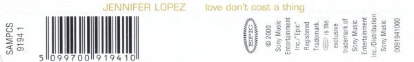 Jennifer Lopez : Love Don't Cost A Thing (CD, Single, Promo)