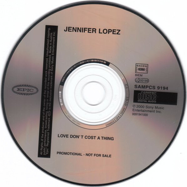 Jennifer Lopez : Love Don't Cost A Thing (CD, Single, Promo)