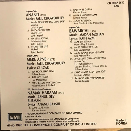 Various : Anand / Mere Apne / Namak Haraam / Bawarchi (CD, Comp)