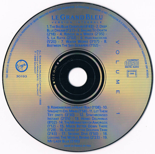 Eric Serra : Le Grand Bleu : Version Intégrale (Bande Originale Du Film) (2xCD, Album, Box)