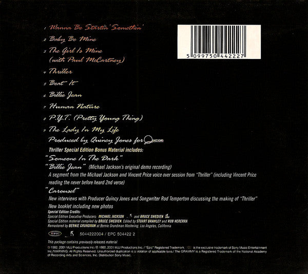 Michael Jackson : Thriller (CD, Album, RE, RM, S/Edition, Sli)