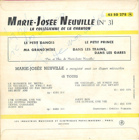 Marie-Josée Neuville : Le Petit Danois (7", EP, Mono)