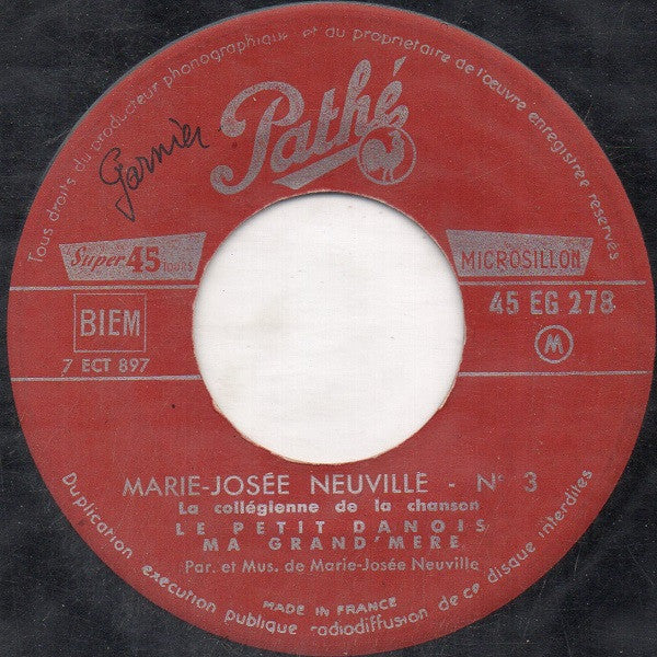 Marie-Josée Neuville : Le Petit Danois (7", EP, Mono)