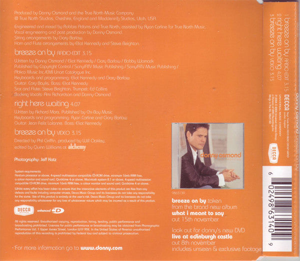 Donny Osmond : Breeze On By (CD, Single, Enh)