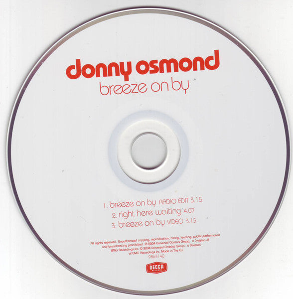 Donny Osmond : Breeze On By (CD, Single, Enh)