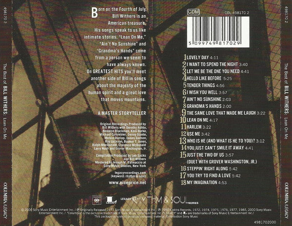 Bill Withers : The Best Of Bill Withers - Lean On Me (CD, Comp, RM)