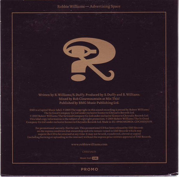 Robbie Williams : Advertising Space (CD, Single, Promo, Car)