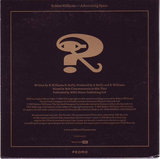 Robbie Williams : Advertising Space (CD, Single, Promo, Car)