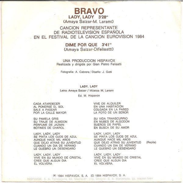Bravo (5) : Lady Lady (7", Single)