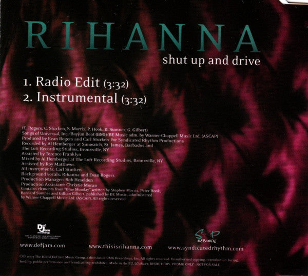 Rihanna : Shut Up And Drive (CD, Single, Promo)