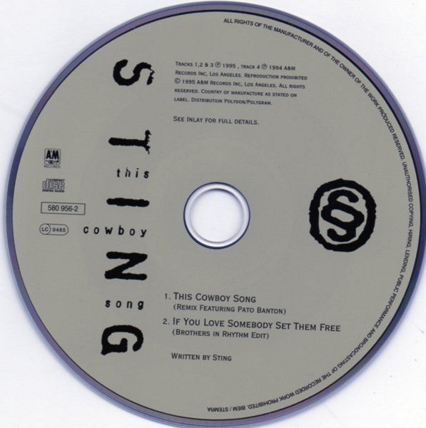 Sting : This Cowboy Song (CD, Single, Car)