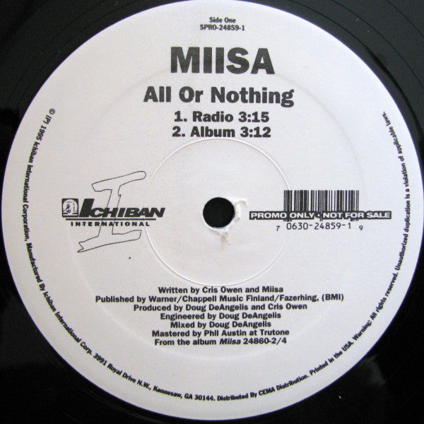 Miisa : All Or Nothing (12", Promo)