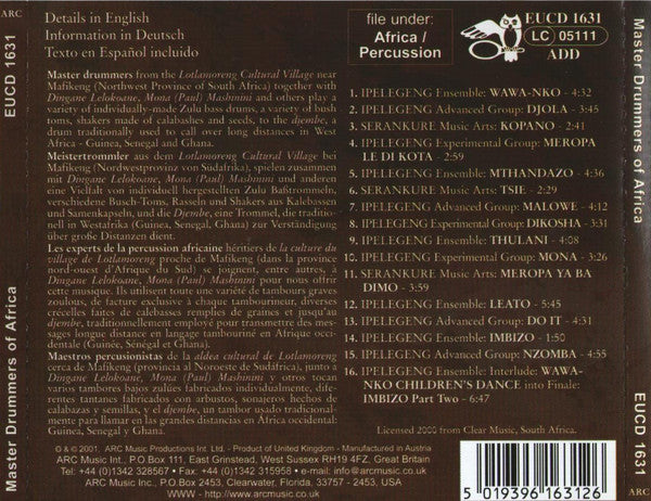 Various : Master Drummers Of Africa ('Kopano') (CD, Comp)