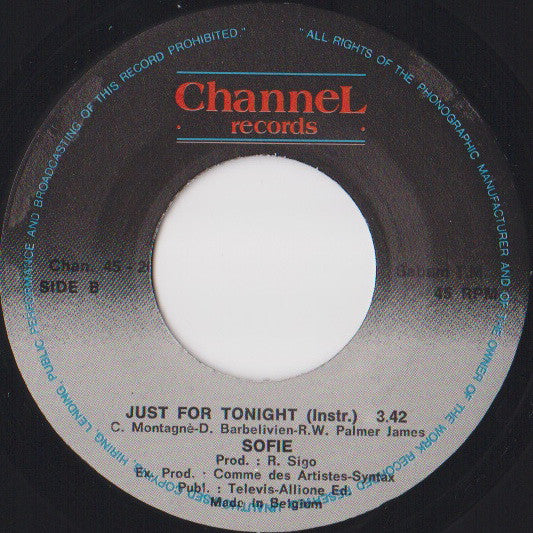 Sofie : Just For Tonight (7", Single)