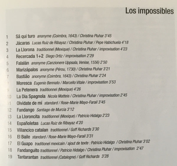 L'Arpeggiata • Christina Pluhar : Los Impossibles (CD, Album, Spe)