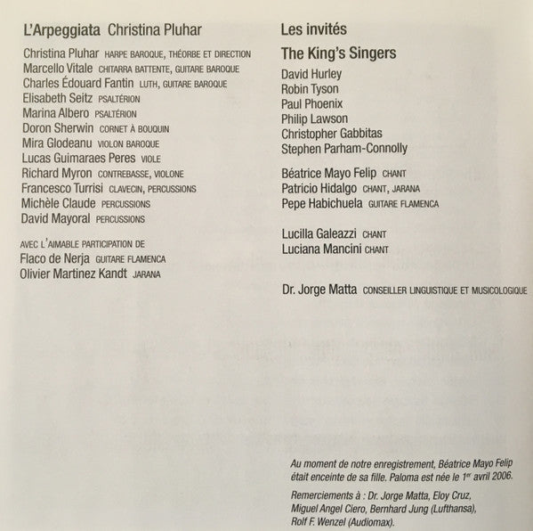 L'Arpeggiata • Christina Pluhar : Los Impossibles (CD, Album, Spe)
