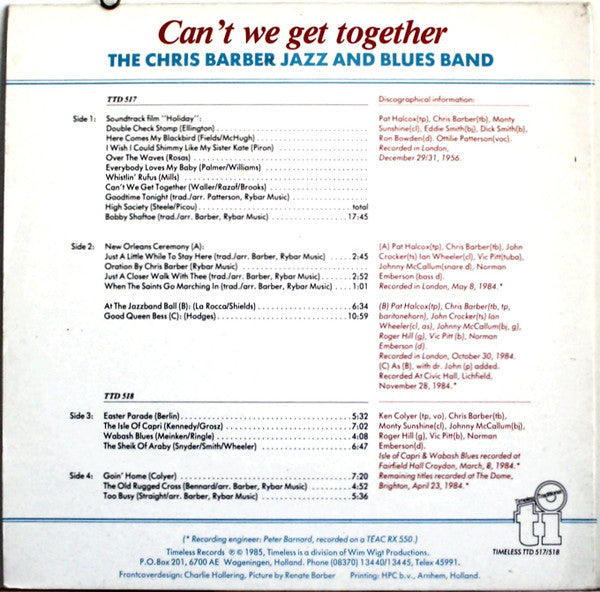 The Chris Barber Jazz And Blues Band : Can't We Get Together (2xLP, Album)
