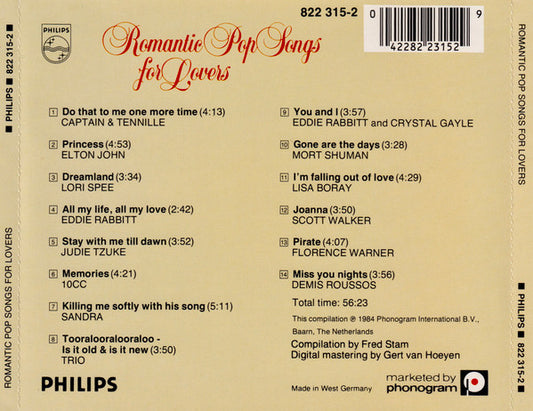Various : Romantic Pop Songs For Lovers (CD, Comp)