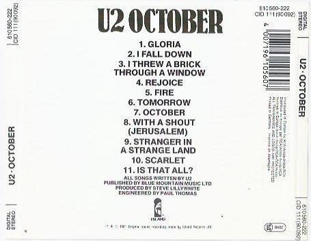 U2 : October (CD, Album, RE, Jap)