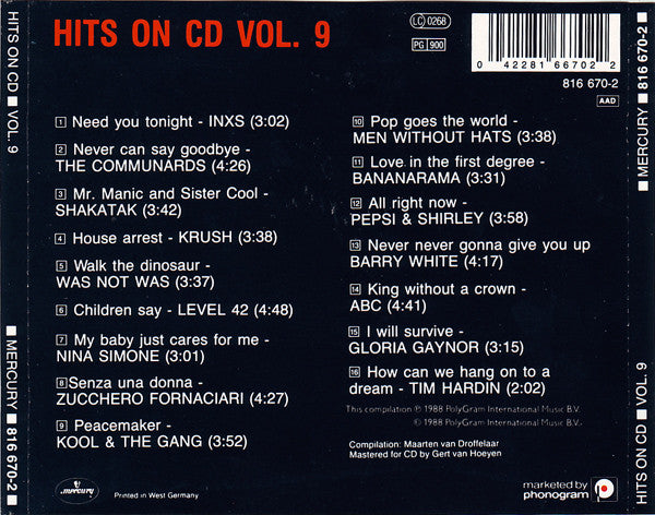 Various : Hits On CD Volume 9 (CD, Comp)
