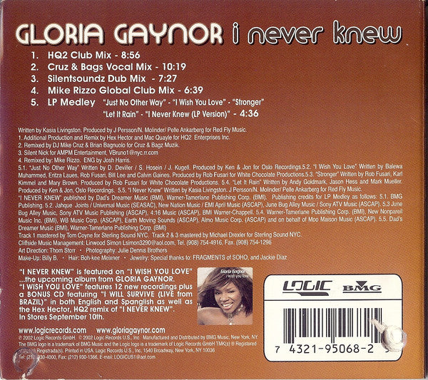 Gloria Gaynor : I Never Knew (CD, Maxi, Ltd, Dig)