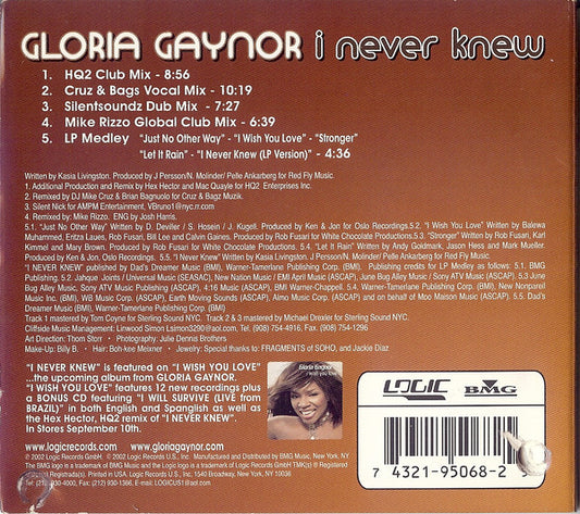 Gloria Gaynor : I Never Knew (CD, Maxi, Ltd, Dig)