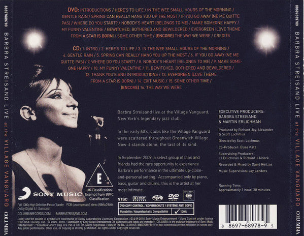 Barbra Streisand : One Night Only: Barbra Streisand And Quartet Live At The Village Vanguard (September 26, 2009) (CD, Album + DVD, NTSC)