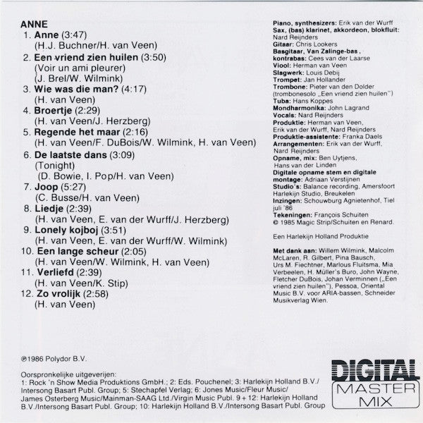 Herman van Veen : Anne (CD, Album, RP)