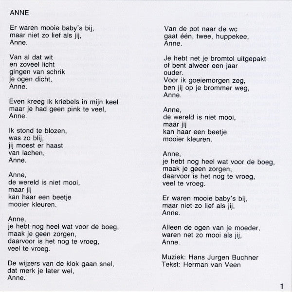 Herman van Veen : Anne (CD, Album, RP)
