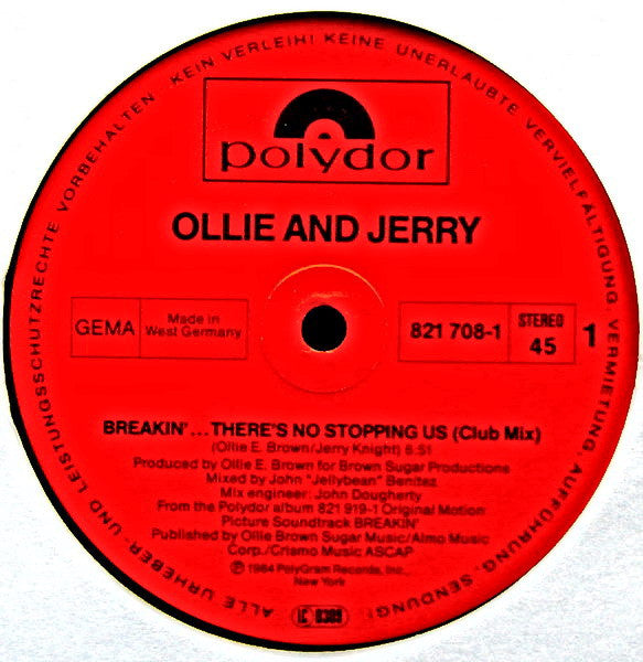 Ollie And Jerry : Breakin'... There's No Stopping Us (12", Maxi)