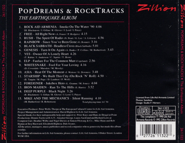 Various : Popdreams & Rocktracks - The Earthquake Album (CD, Comp, RE)