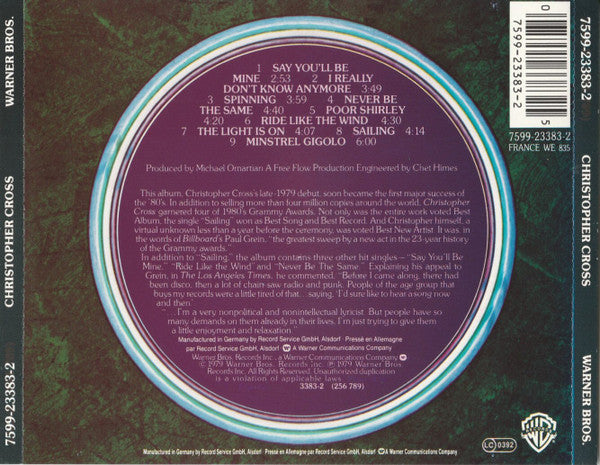 Christopher Cross : Christopher Cross (CD, Album, RE, Tar)