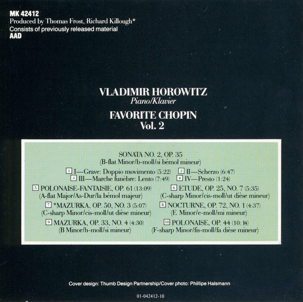 Vladimir Horowitz, Frédéric Chopin : Favorite Chopin, Vol. 2 (CD, Comp, RE, RM)