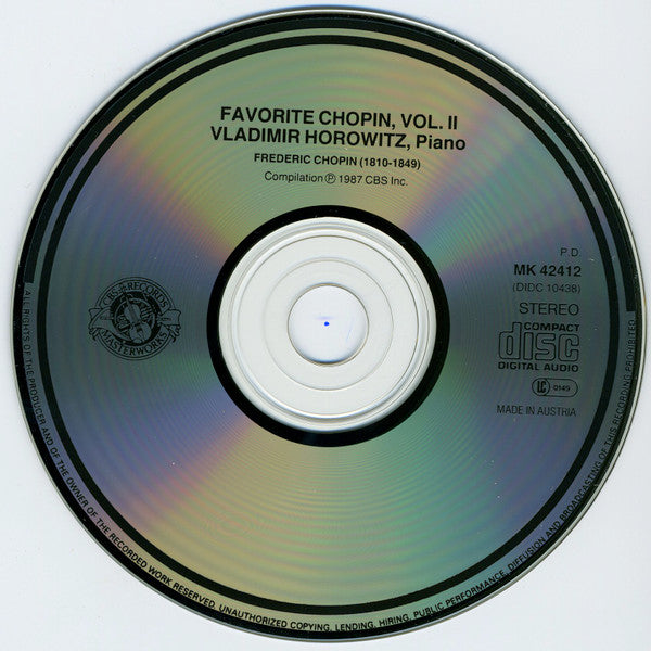Vladimir Horowitz, Frédéric Chopin : Favorite Chopin, Vol. 2 (CD, Comp, RE, RM)